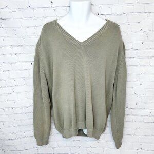 LANDS' END PALE GREEN MEN'S TALL XL 46-48 V-NECK PULLOVER SWEATER